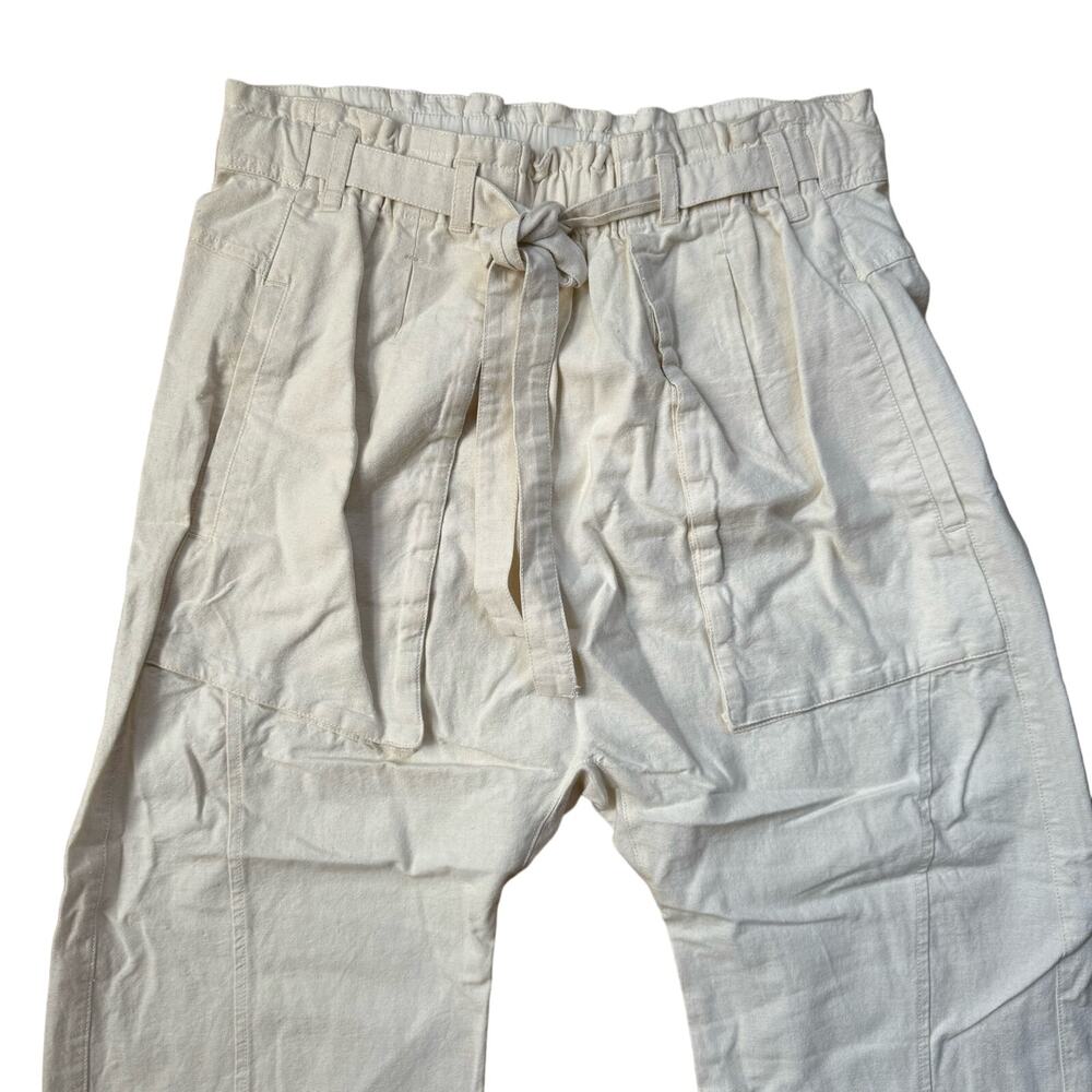 NWT Free People Sky Rider Drop Crotch Harem Ecru Cotton Linen Pants Size Large - Picture 5 of 8